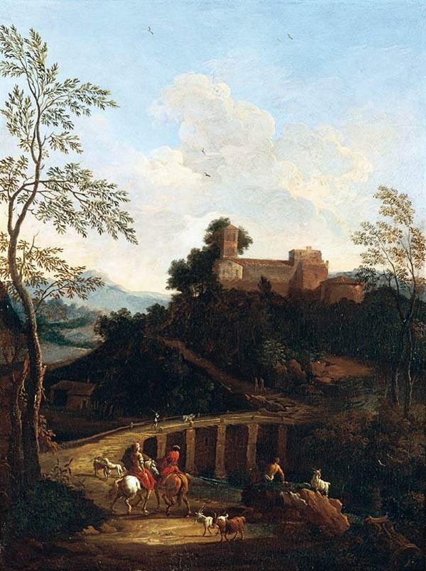 Roman Landscape Near a Bridge
