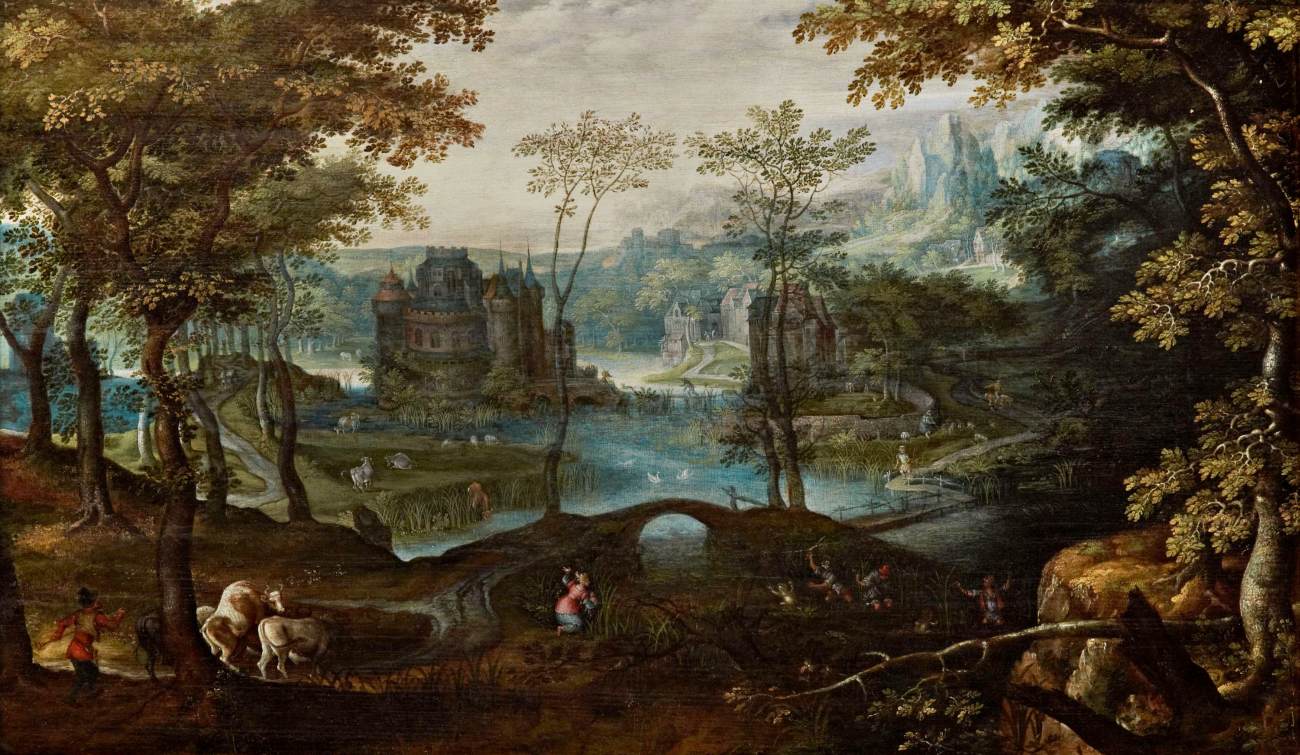 Paisagem com Latona transformando camponeses Lícios em sapos