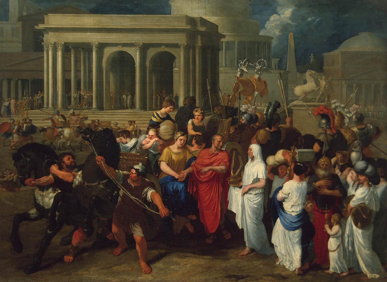 ルシウス・アルビヌスはヴェスタルに馬車を与えます