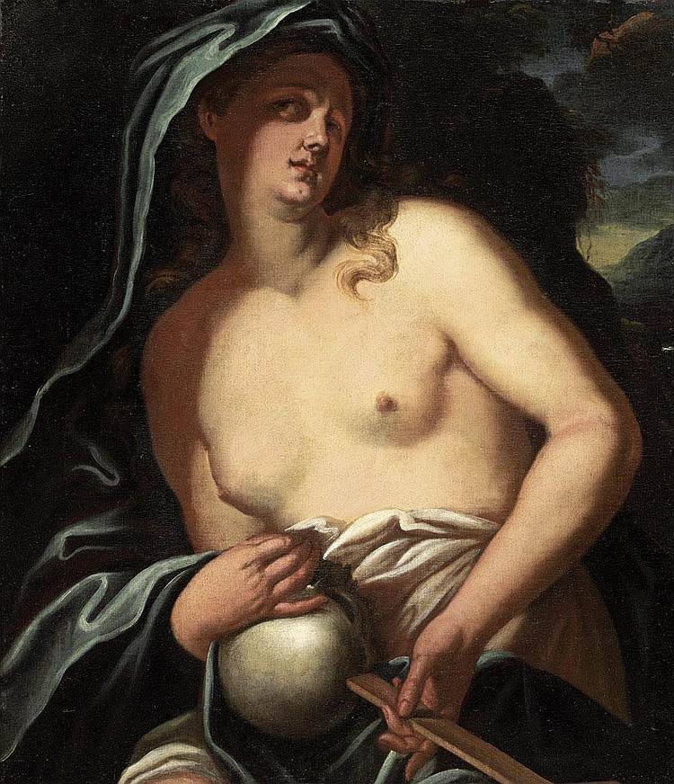 María Magdalena con teschio e croce