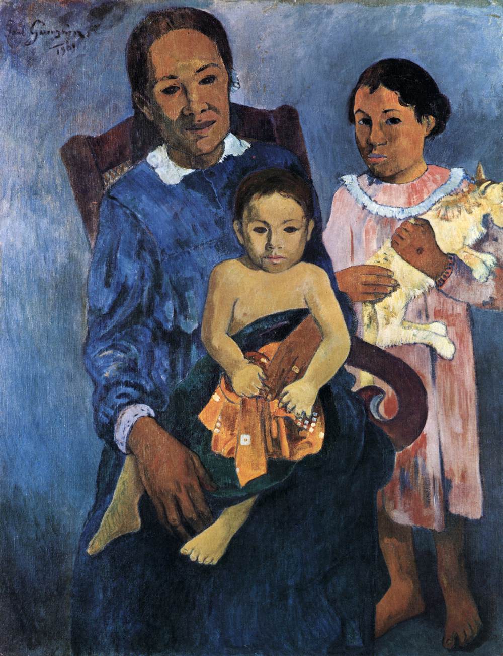 Femme et deux enfants