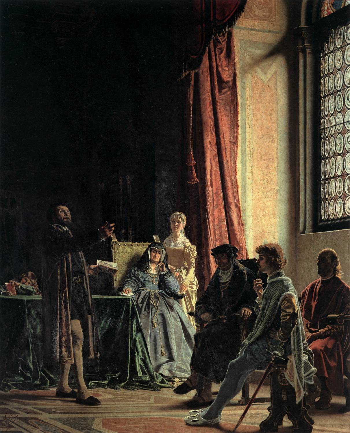 Michelángelo čte svou poezii v Aldovrandiho domě