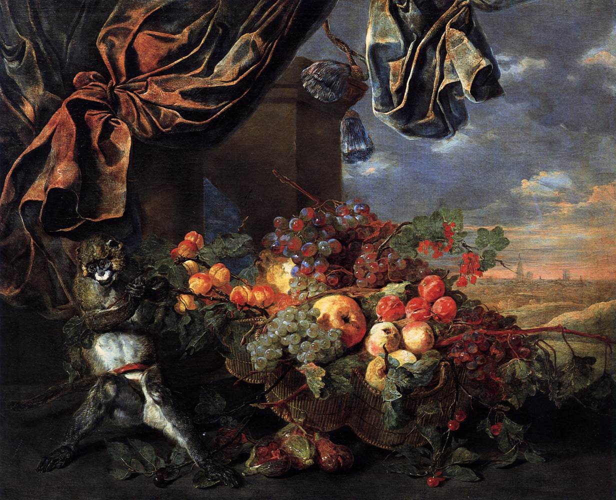 Still Life with Fruit and Monkey