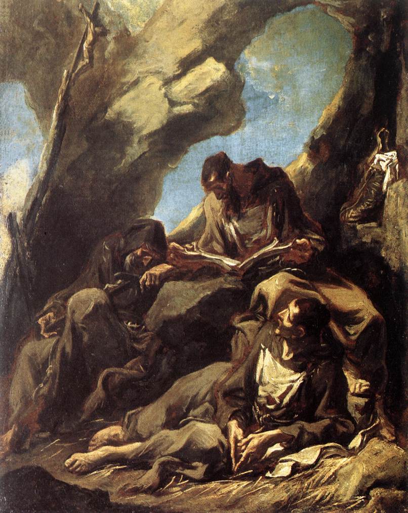 Tres Monjes Camaldoleses en Oración Meditativa