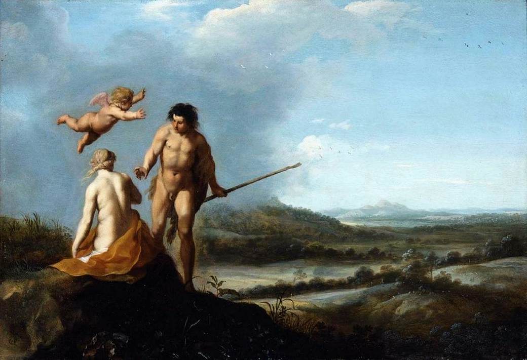 Nymphe et pasteur dans le paysage
