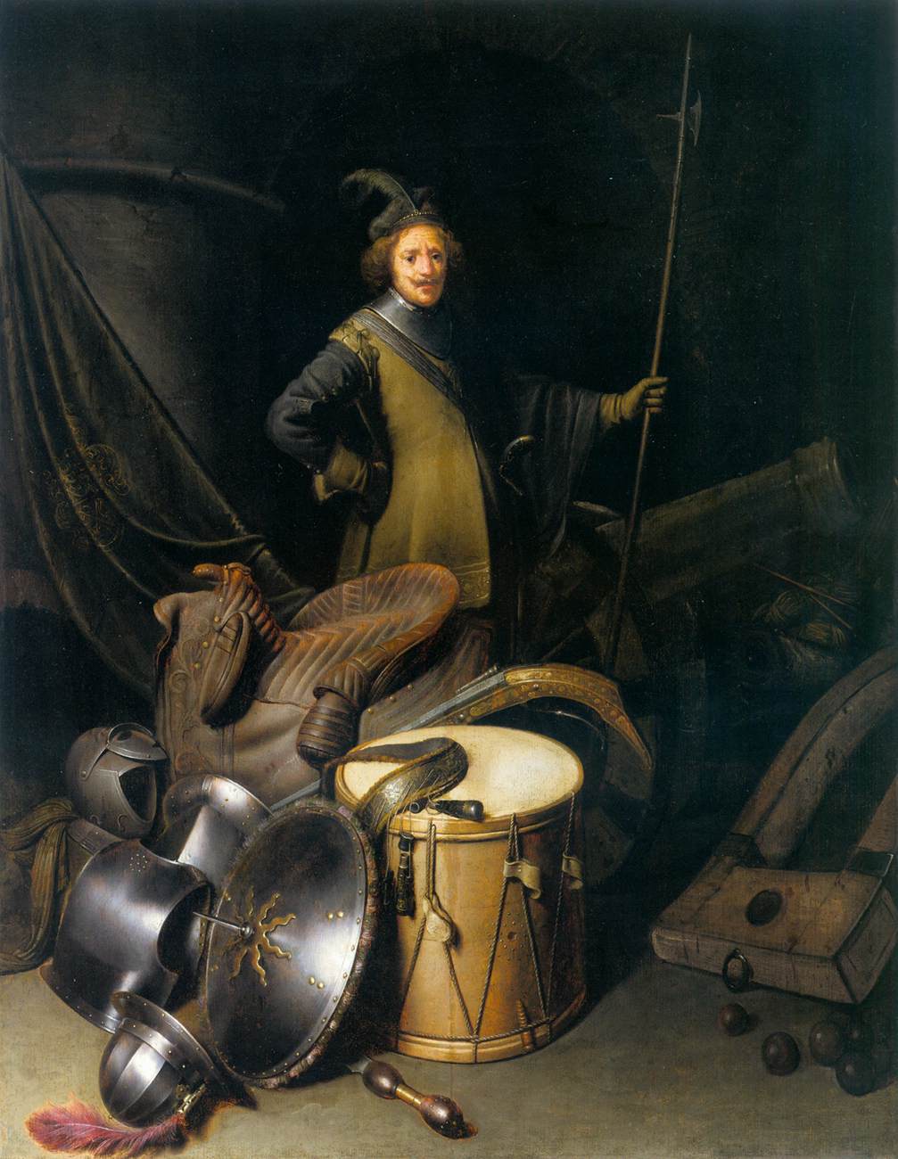 Um Soldado da Guarda Cívica de Leiden com uma Quietude de Armas