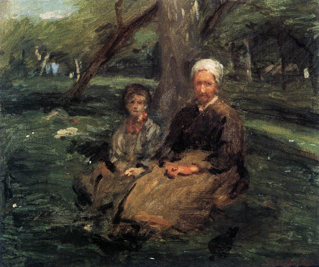 Mulher e Filhos na Horta