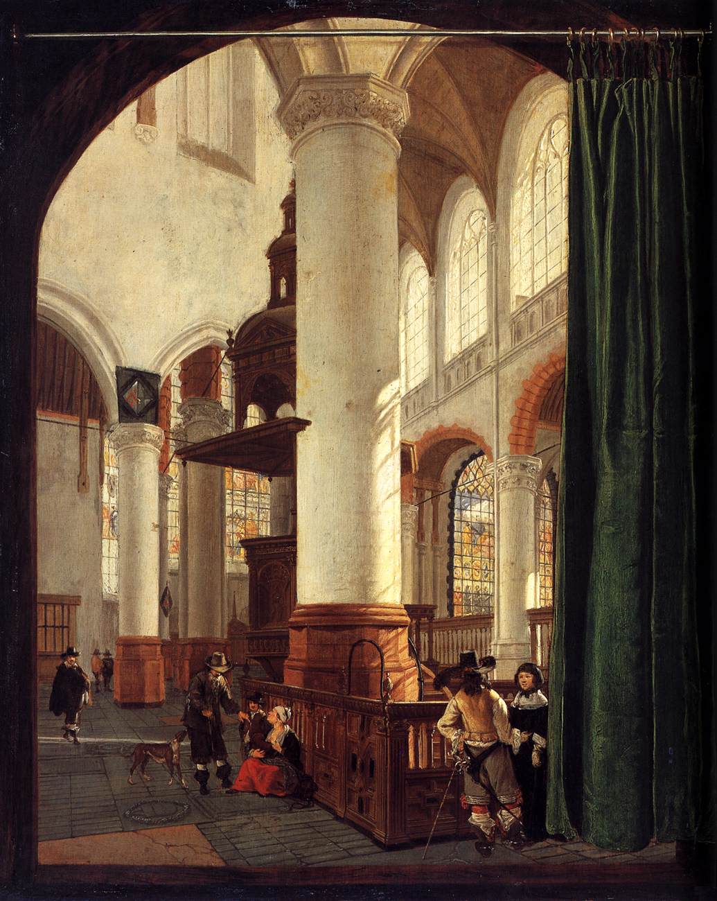 Innenraum des Oude Kerk, Delft, mit der Kanzel von 1548