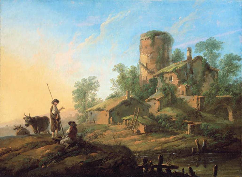 Pastoraal landschap met herders
