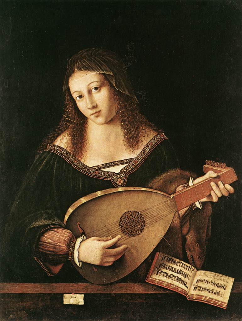 Femme jouant un luth