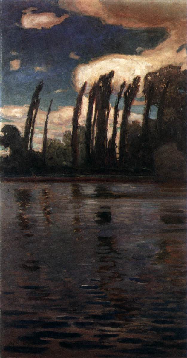 Choupos à beira do rio