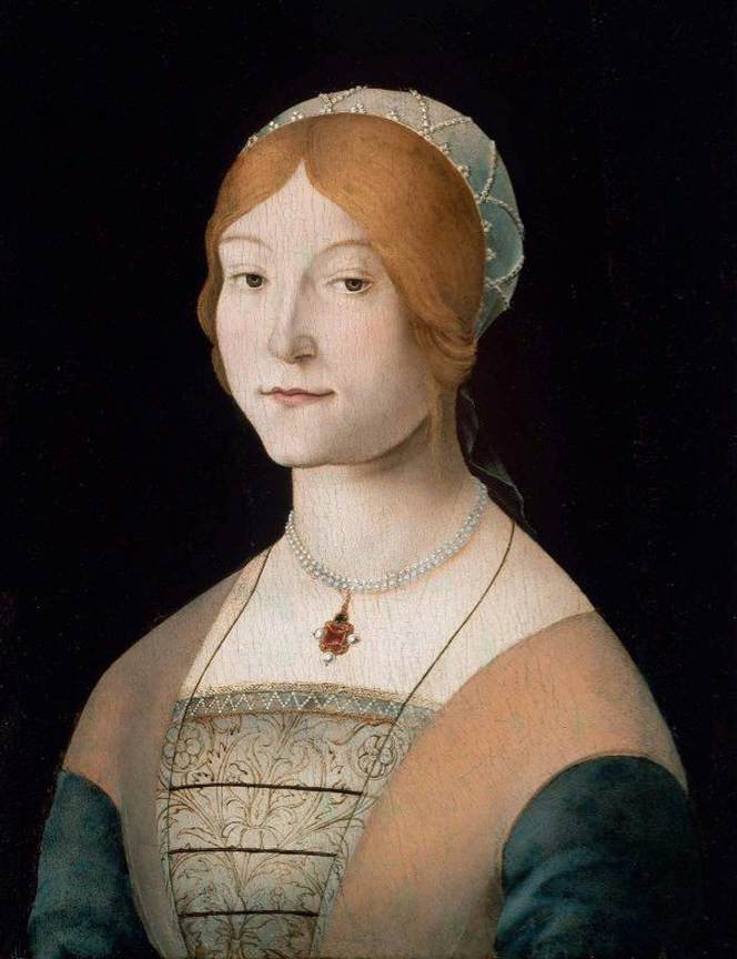 Porträt einer Frau mit einer Perlenkette