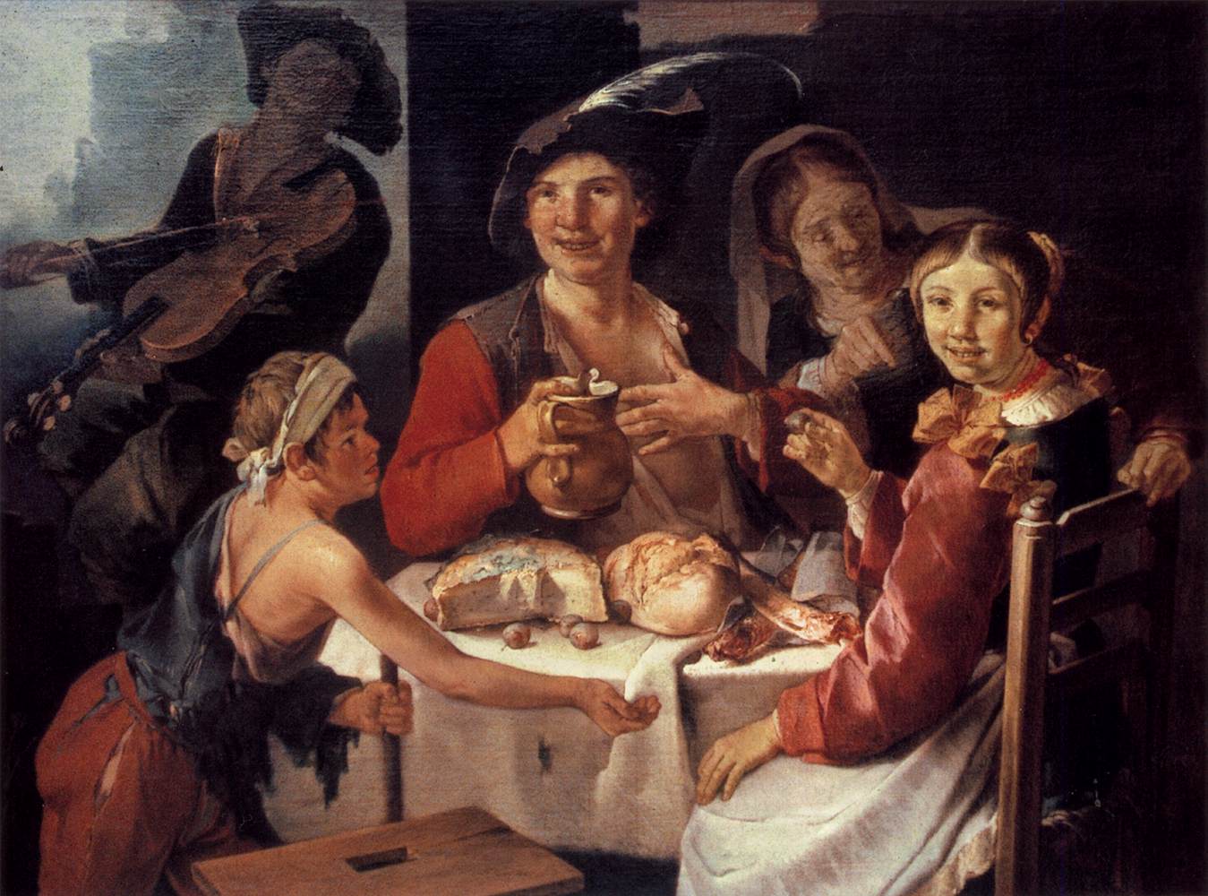 Comida Campesina con un Mendigo Joven