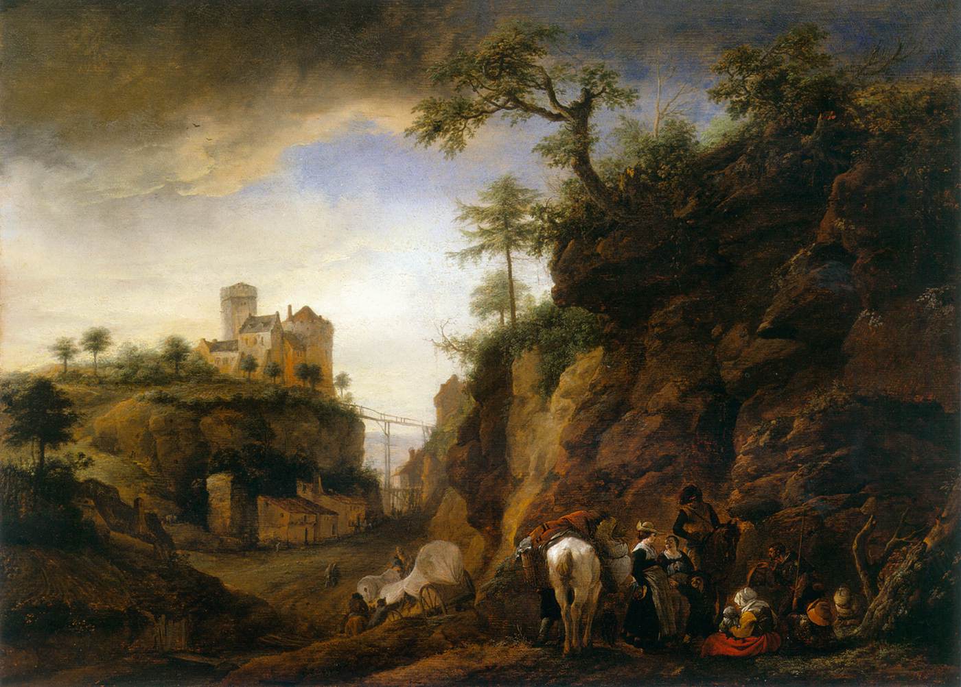 Rocky Landscape med rejsende i hvile
