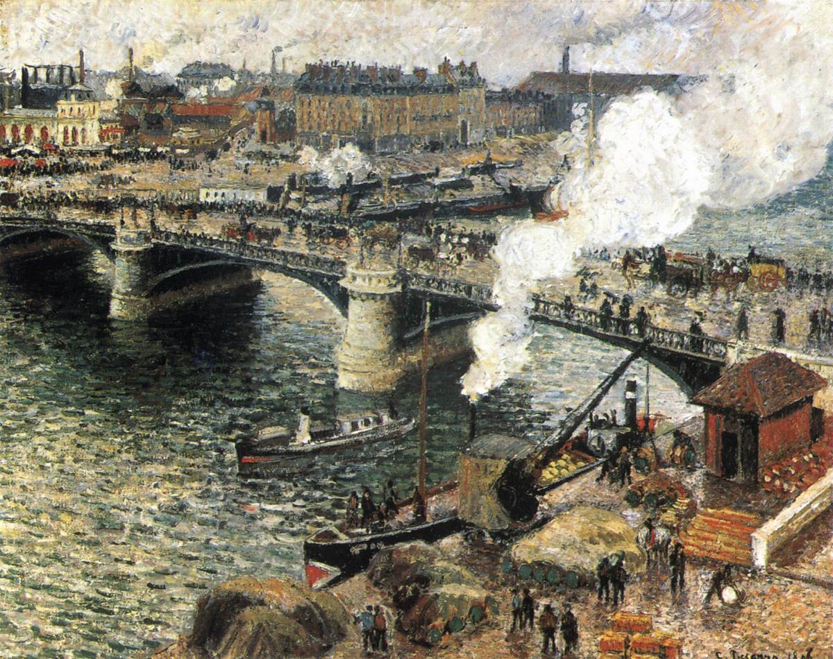 Llovizna'da Rouen'de Boildieu Köprüsü