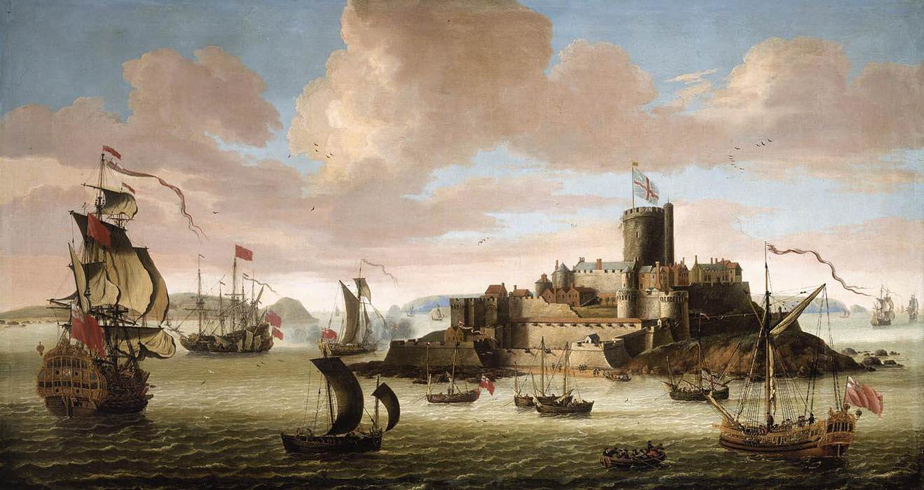 Um Barco Inglês e Outros Navios de Castle Cornet, Guernsey