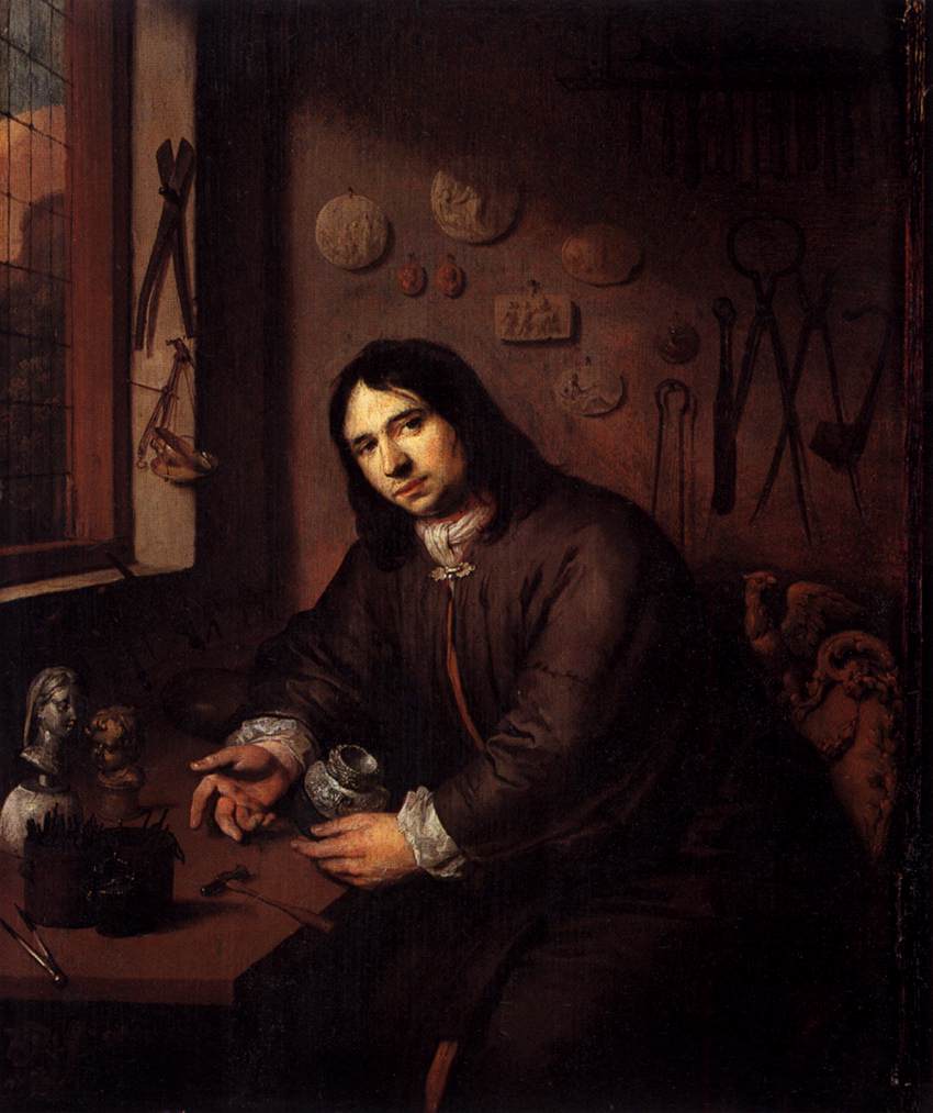 Porträt eines Silberschmieds in seiner Werkstatt