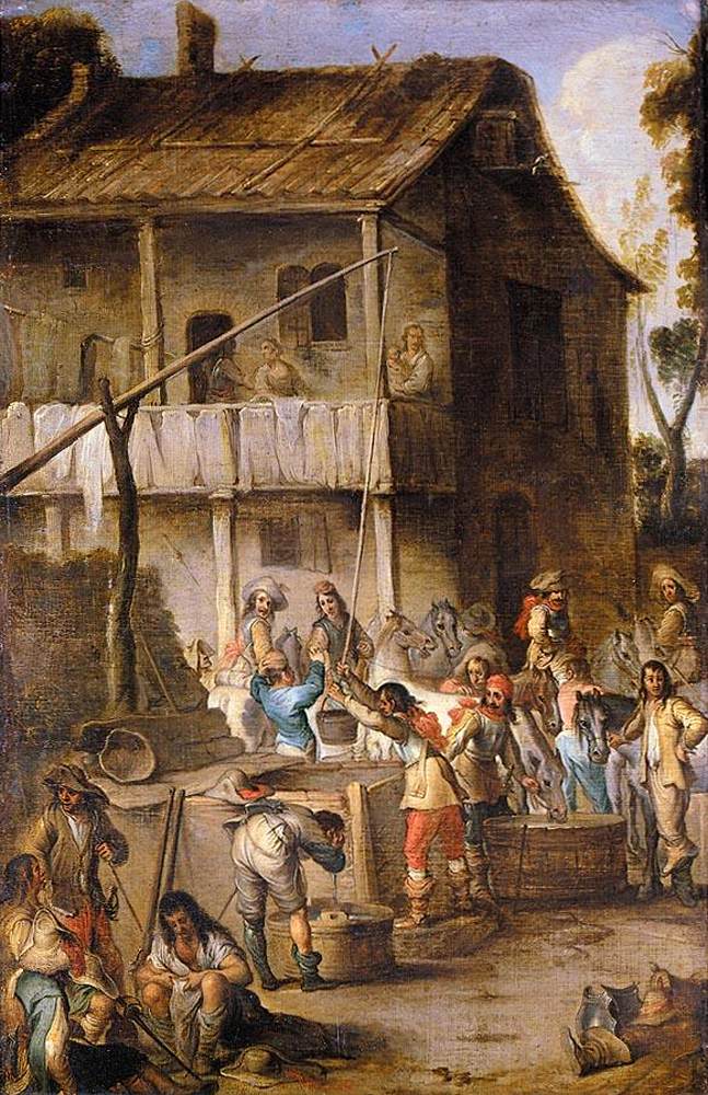 Soldati contro una taverna