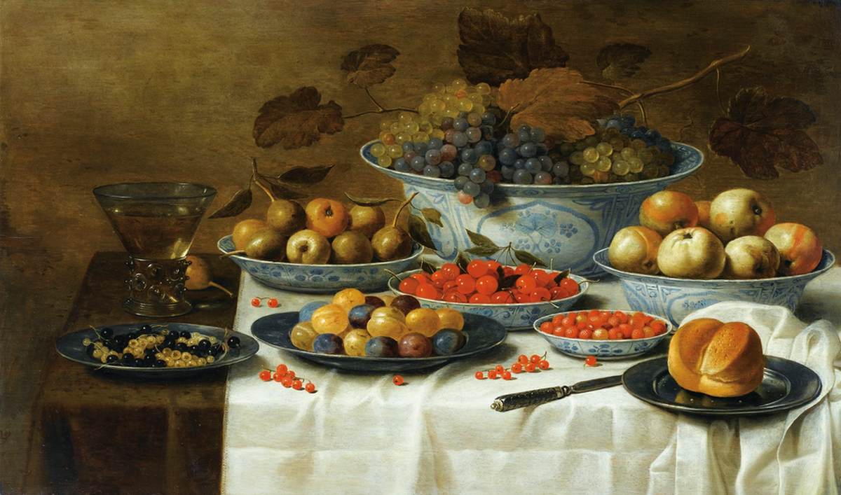 Soulever la nature avec des fruits en porcelaine Delft