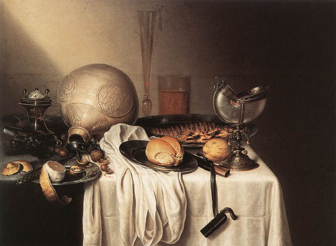 Soulever la nature avec un homme barbu et une tasse de Nautilus