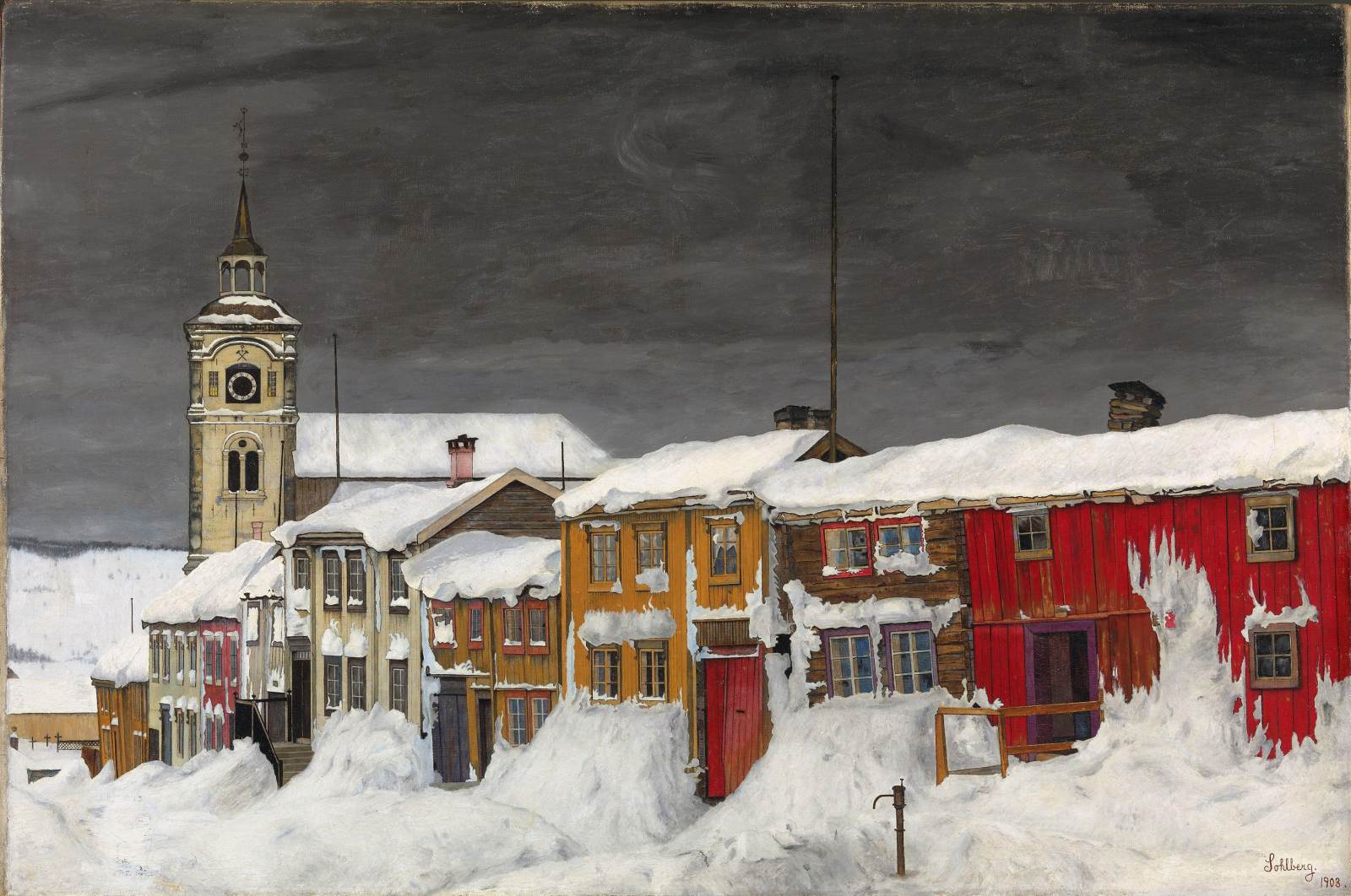 Gate i Røros om vinteren