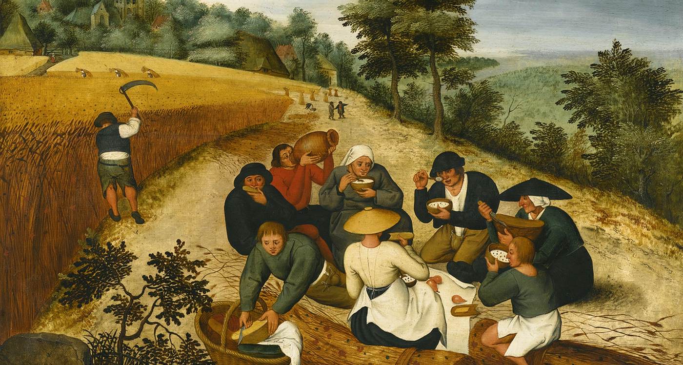 Verão: Figuras Comendo Durante A Colheita de Verão