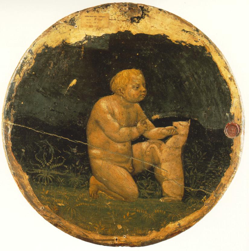Putto e un piccolo cane (dietro il Tondo Severian)