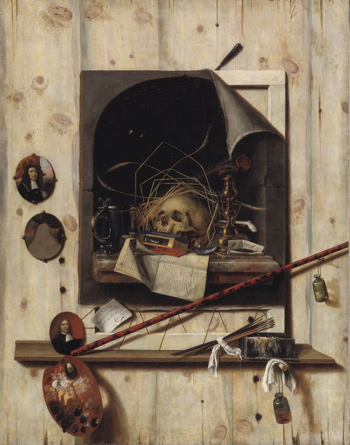 Trompe-L'Oeil with Study Wall and Vanitas Lives