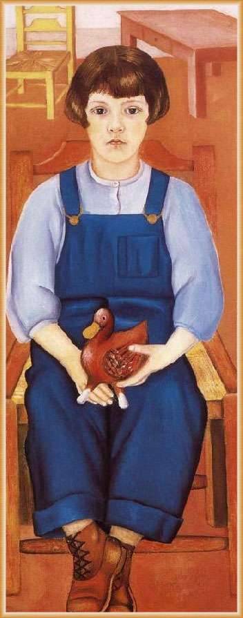 ילדה יושבת עם ברווז