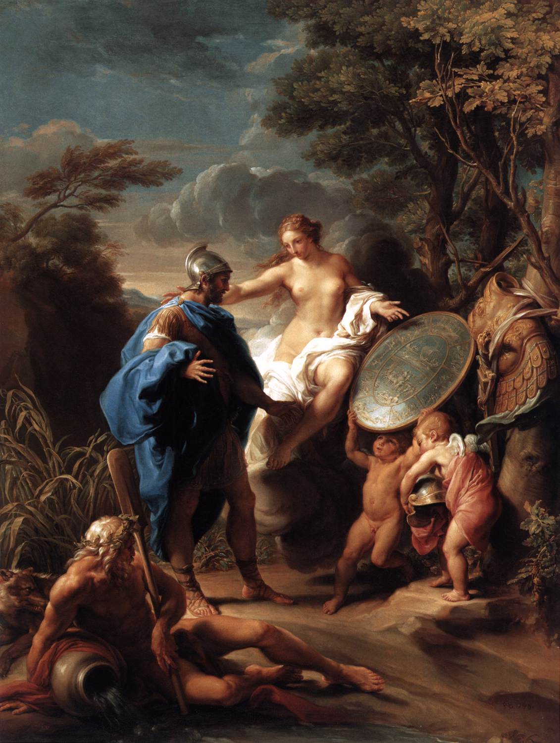 Venus präsentiert Aeneas mit Rüstung von Vulcano