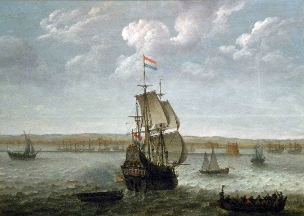 Un Buque de Guerra Holandés de un Puerto Disparando un Saludo