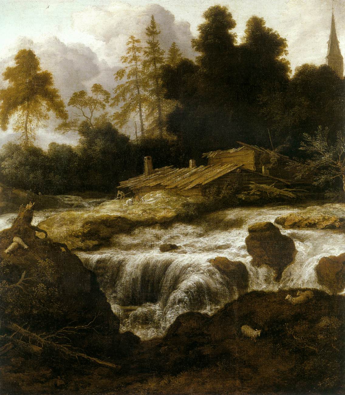 Paesaggio con una cascata