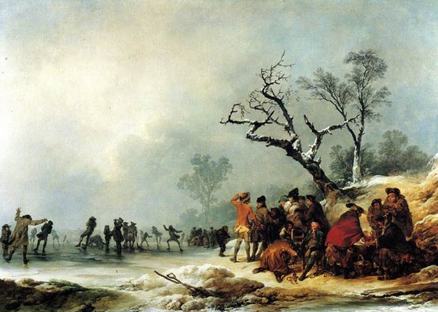 Ein Wintermorgen mit einem Party -Skaten