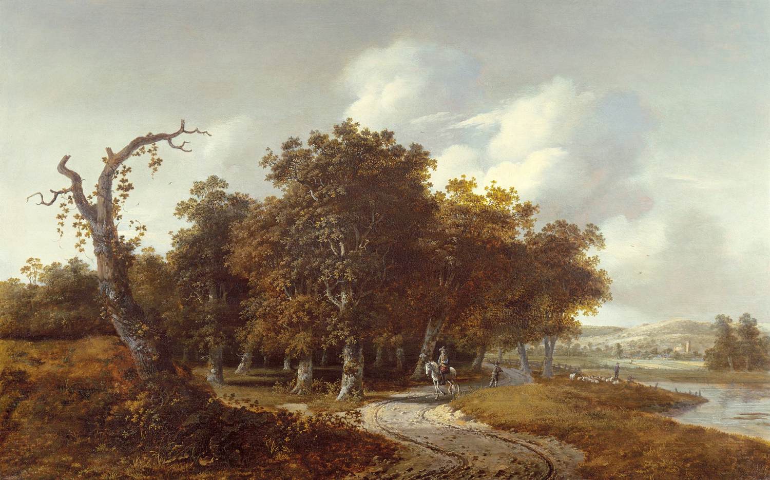 Paisagem arborizada com cavaleiro