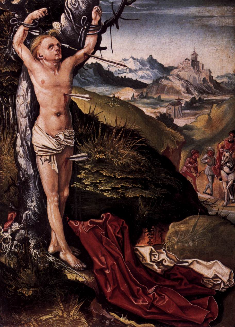 The Martyrdom of Saint Sebastian (left panel)