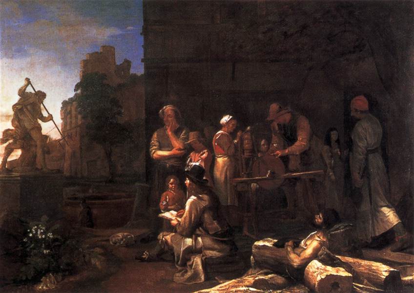 Jeune artiste dessinant Neptune et Triton de Bernini