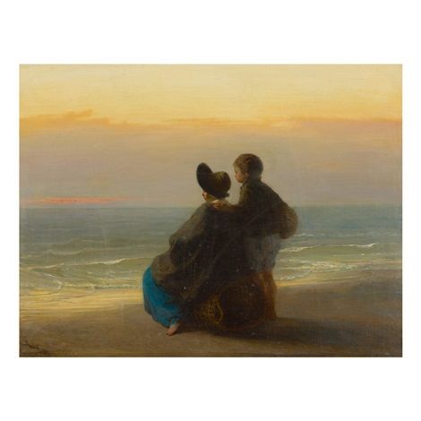 Mother and son looking at the sea