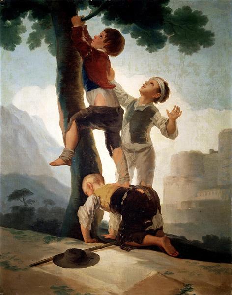 Children climbing a tree