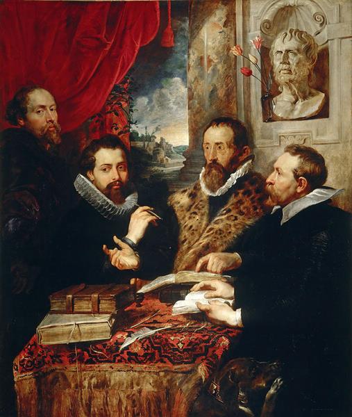 Auto -portrait con il fratello Philipp - Justus Lipsius e un altro studioso - 1611