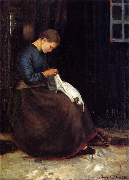 Fille en déplaçant une oie - 1882