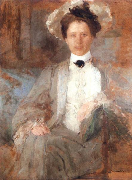 Portrait d'une dame avec un chapeau blanc - 1906