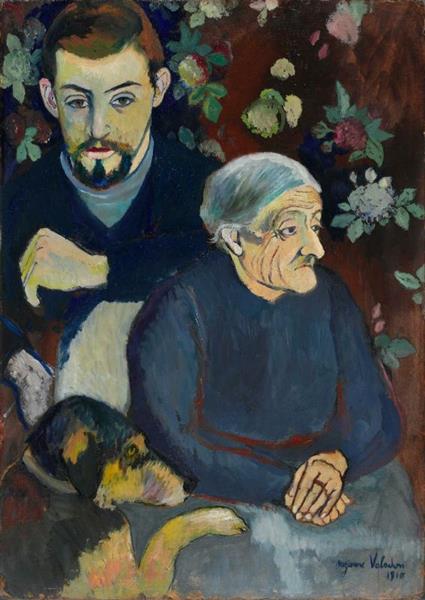 Maurice Utrillo - His grandmother and his dog - 1910