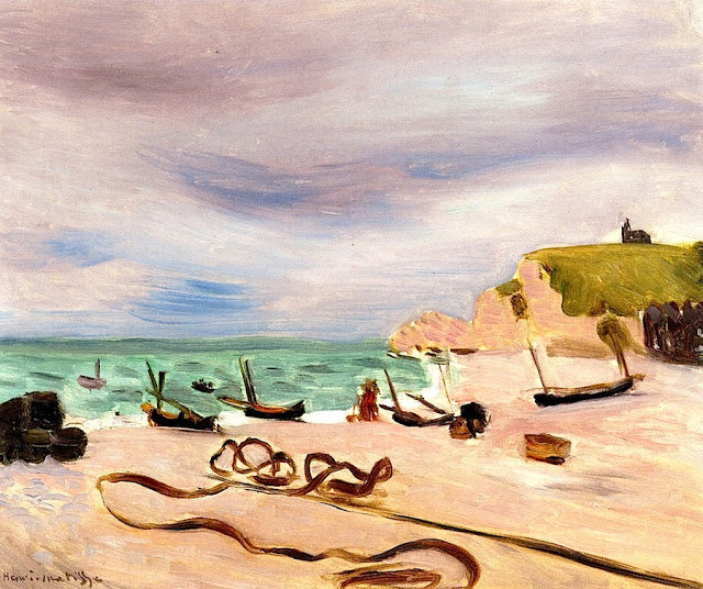 Saiten am Strand von Etretat 1920