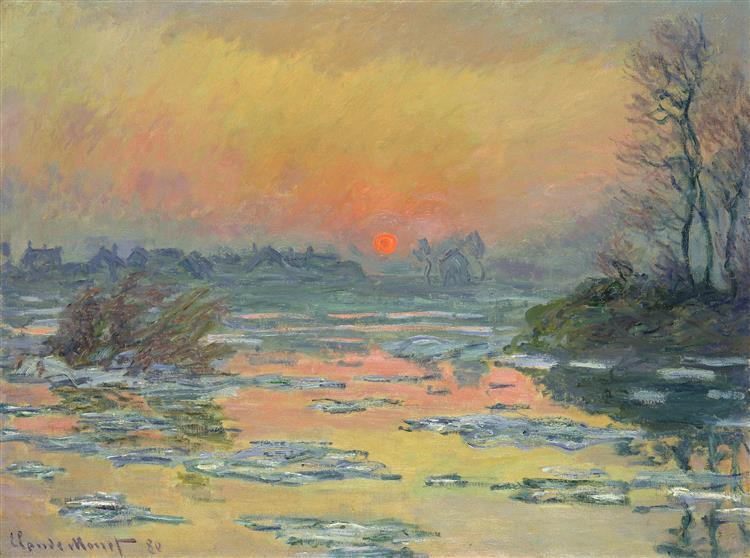 Coucher de soleil sur Sena en hiver - 1880