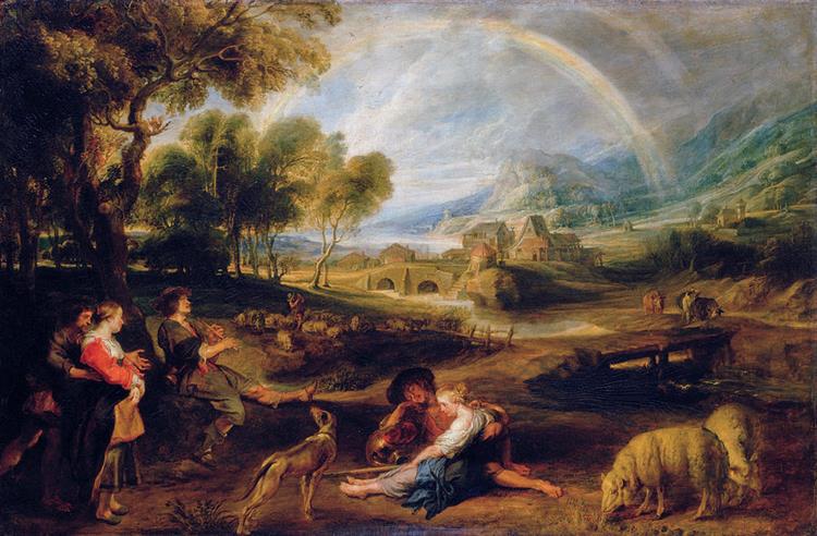 Paysage avec un arc-en-ciel - 1635