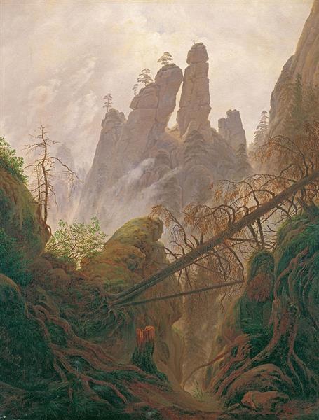 Rocky ravine in the Elbe Sandstone Mountains - 1823