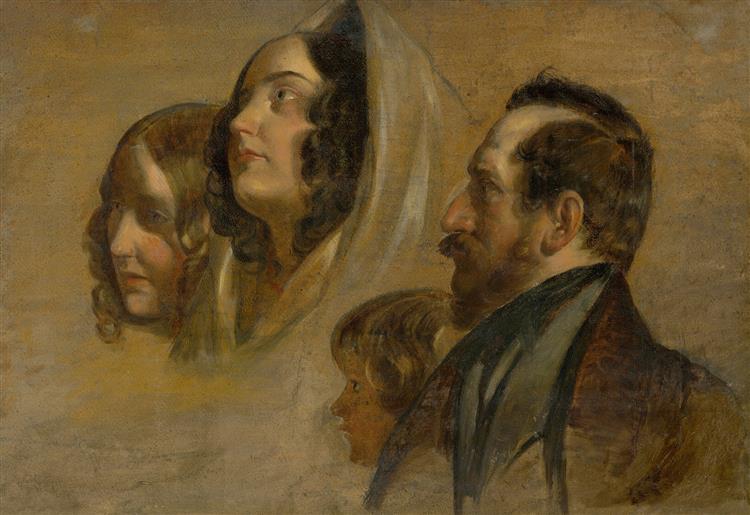 Count Majlath with family (study) - 1832