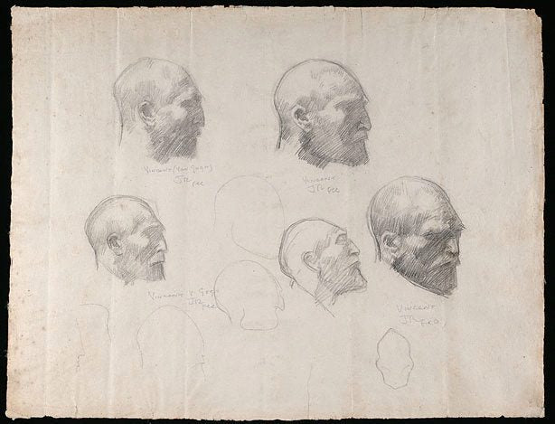 Five studies by Vincent Van Gogh - 1888