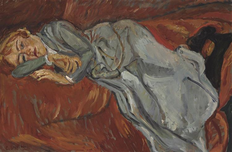 Woman Reclining on a Red Divan - 1916