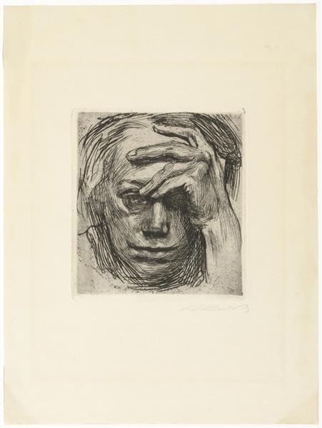 Self -portrait - hand on the forehead - 1910